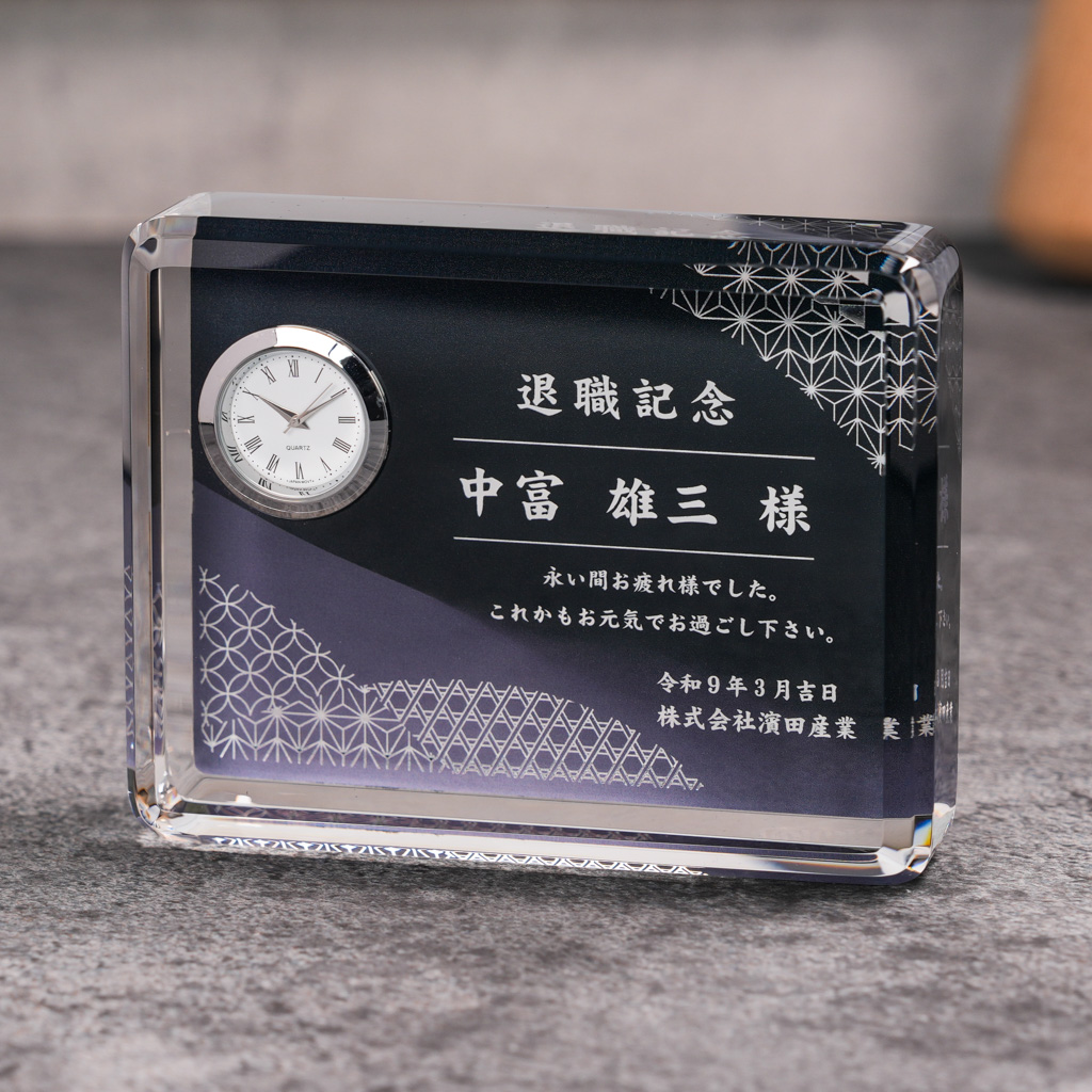 ミラー加工時計付きクリスタル DT-6